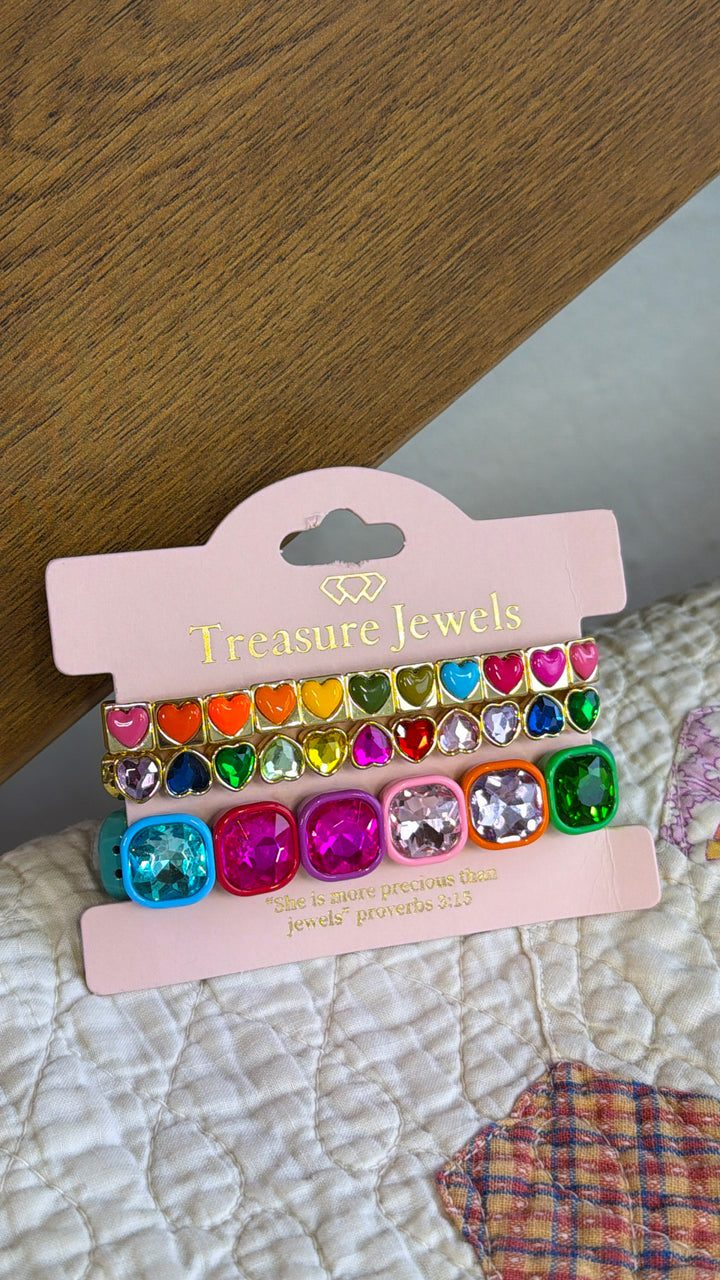 Rainbow Hearts Bracelet Stack