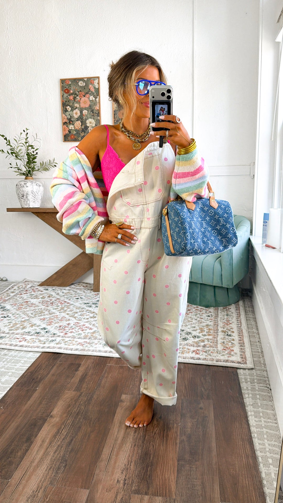 Classic Polka Dot Barrel Overall, Cream/ Lt. Pink