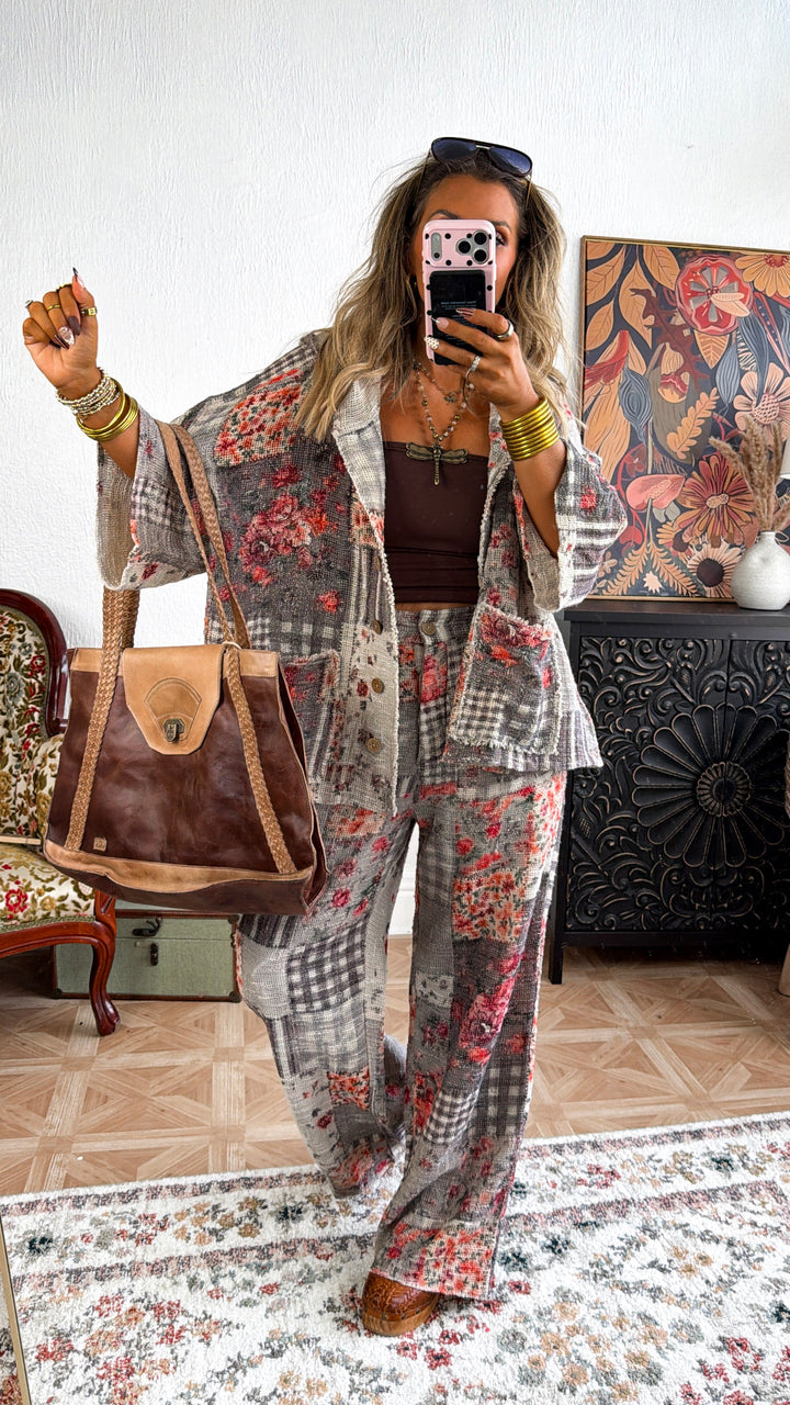 Fallin Florals Patch Jacket, Black Multi