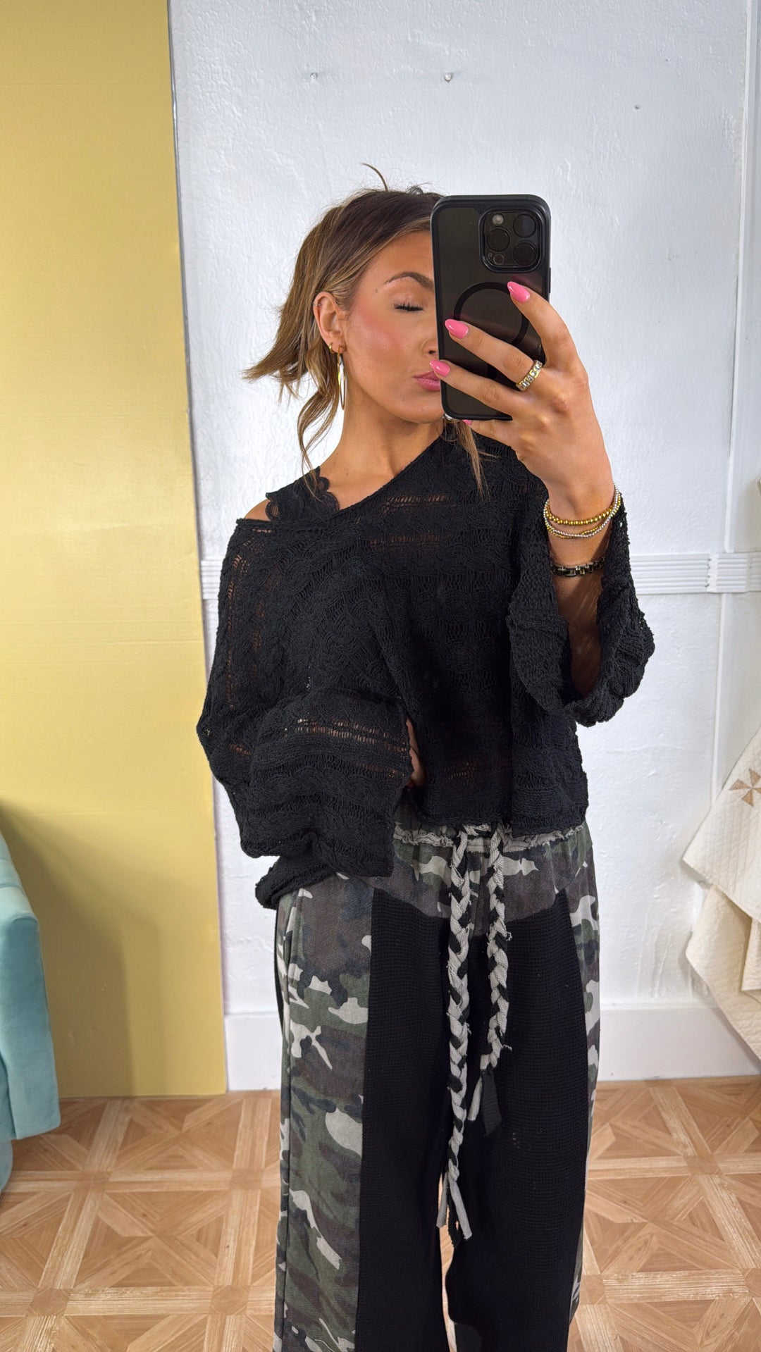 Seaside Knit Sweater, Black