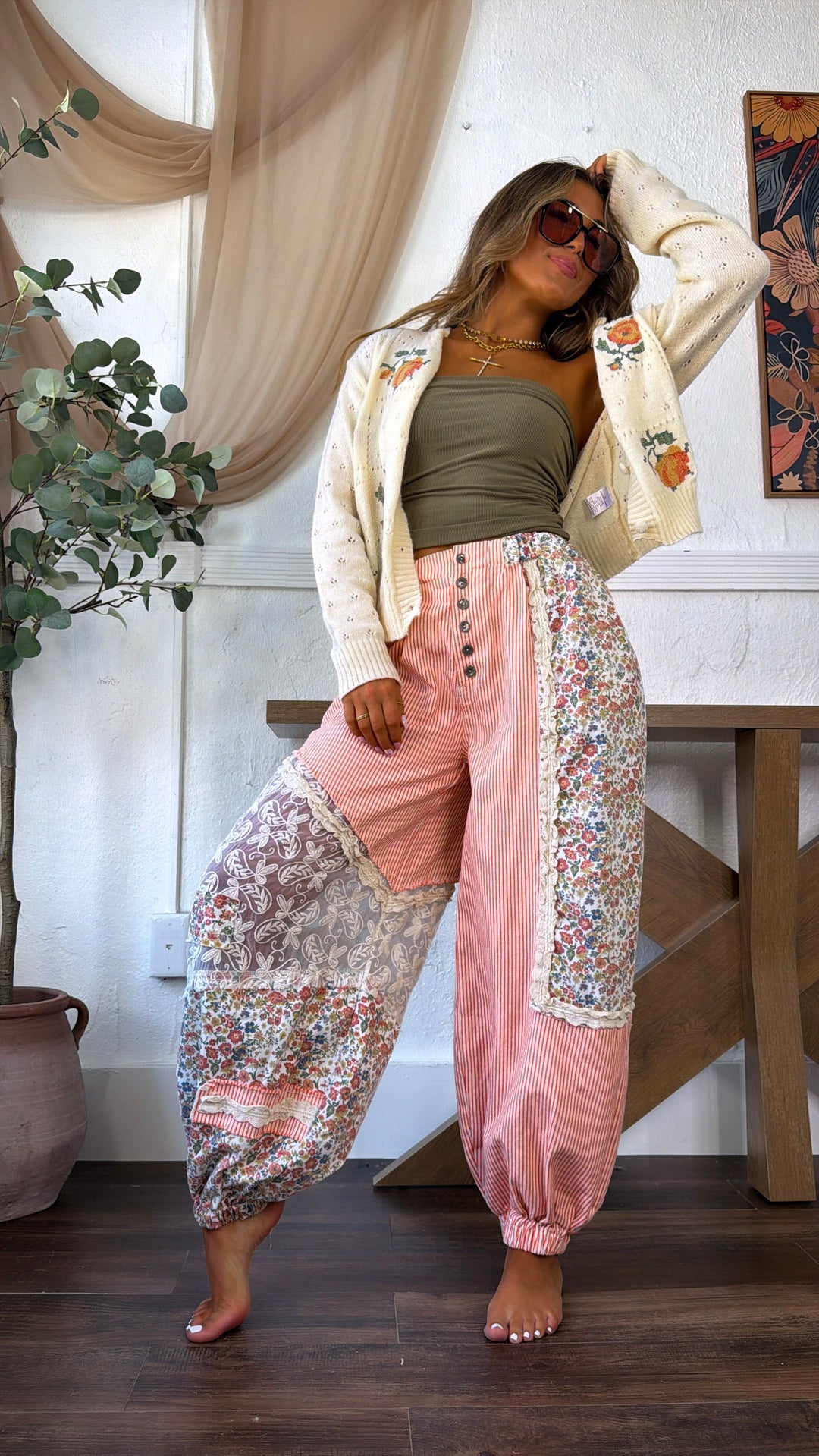 Hempstead Patchwork Joggers, Orange Stripe