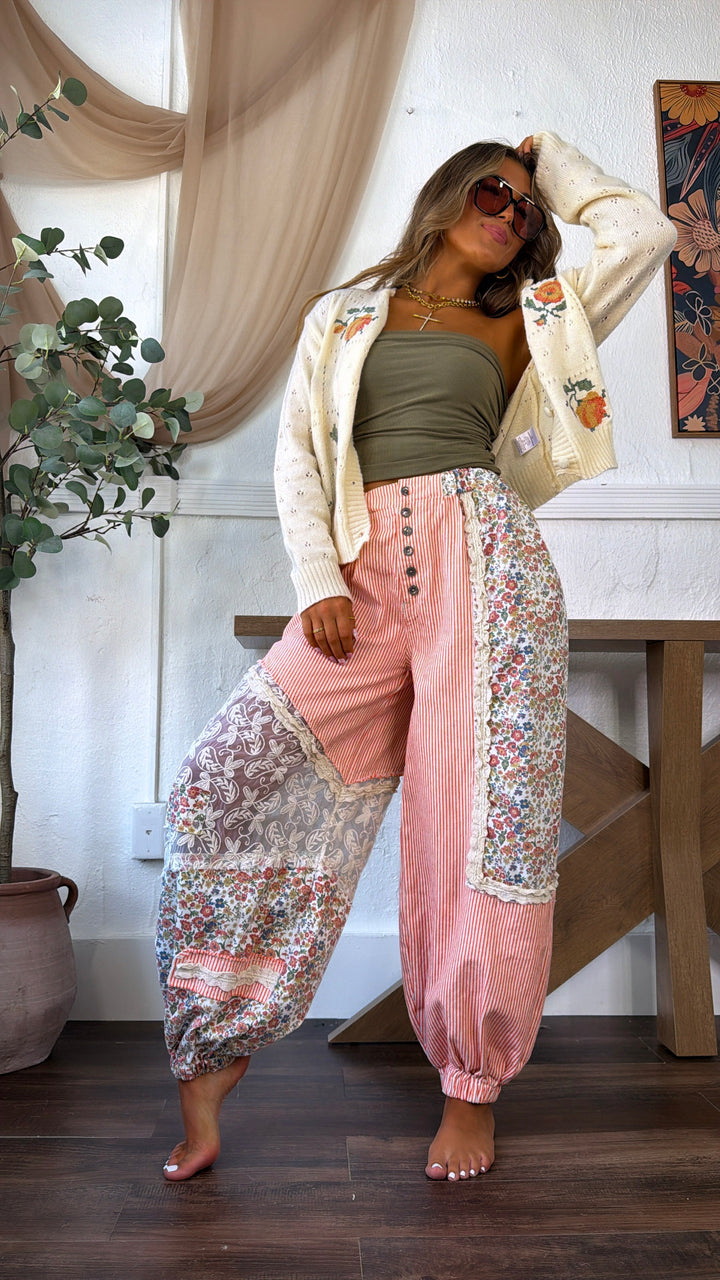 Hempstead Patchwork Joggers, Orange Stripe