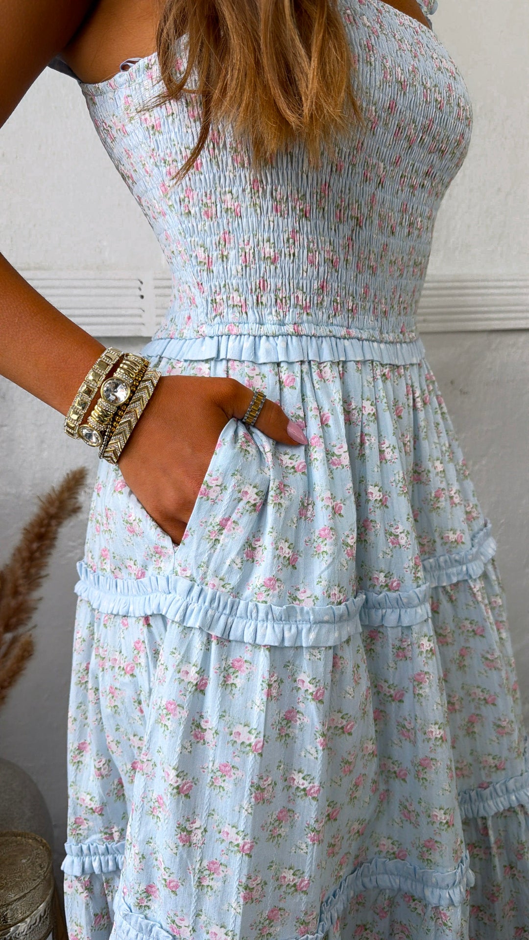 Buttercup Girl Floral Maxi Dress, Lt. Blue