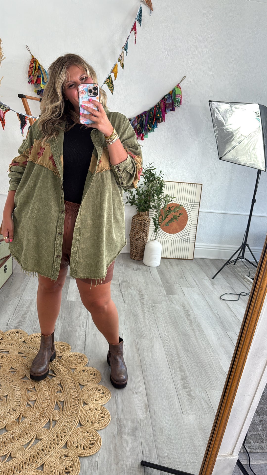 All The Stars Washed Button Down Top, Olive