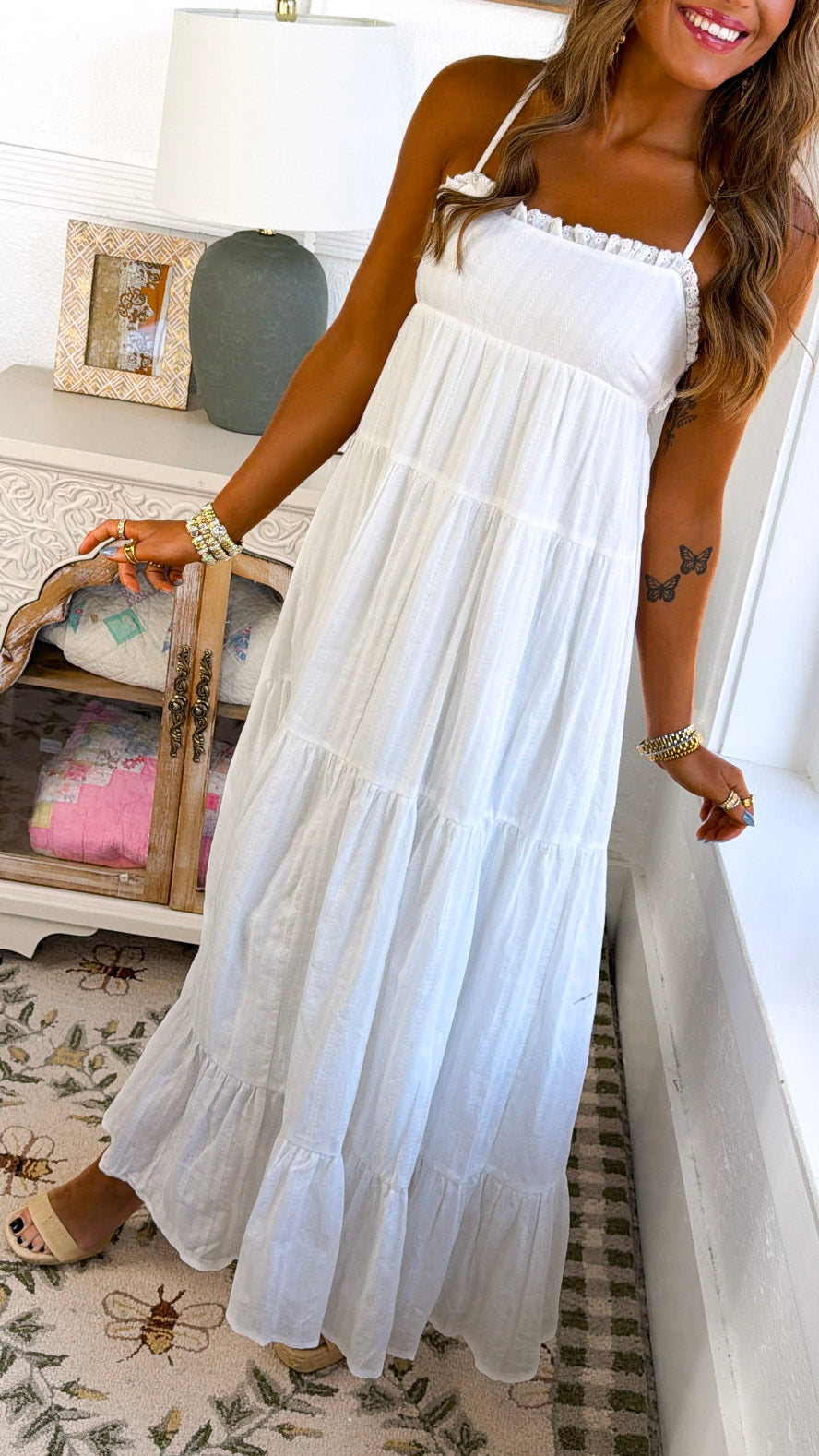 Bailee Open Back Maxi Dress, Off White