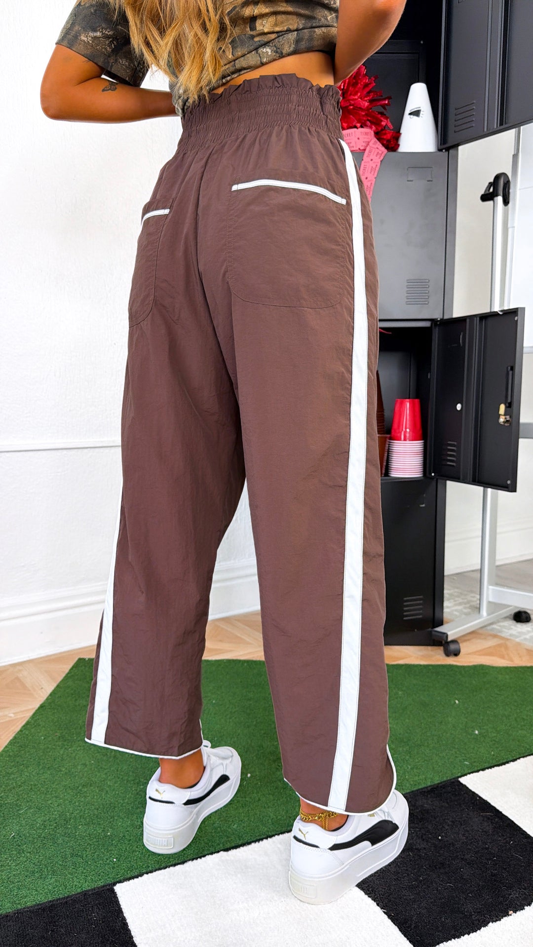 WindBreaker Contrasted Pant, Brown/White