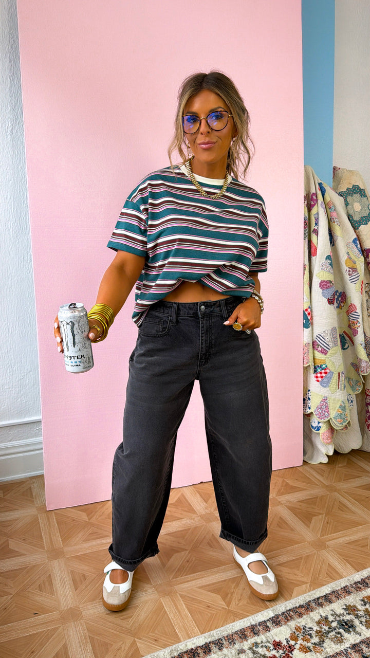 Bexley Stripe T-Shirt, Teal Combo