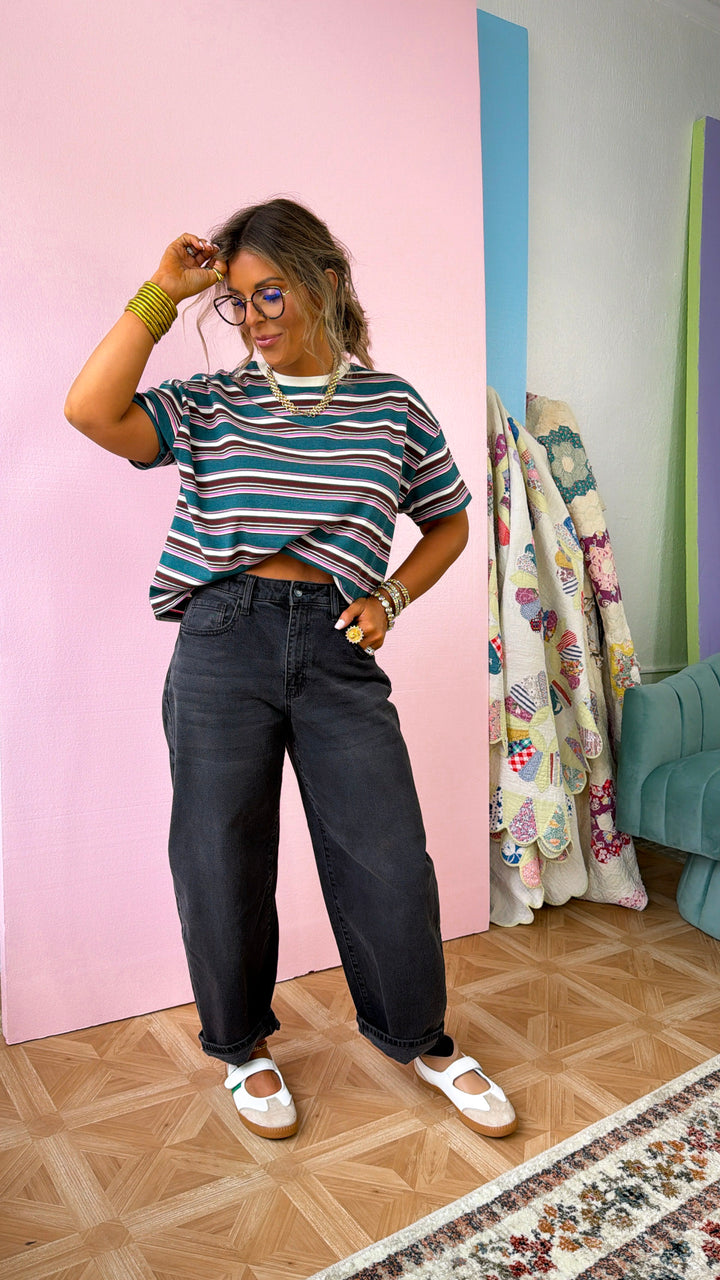 Bexley Stripe T-Shirt, Teal Combo