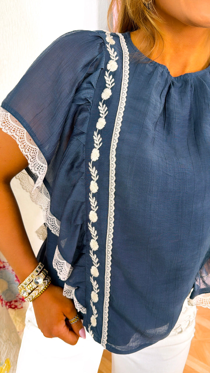 Bluebell Babe Blouse, Navy