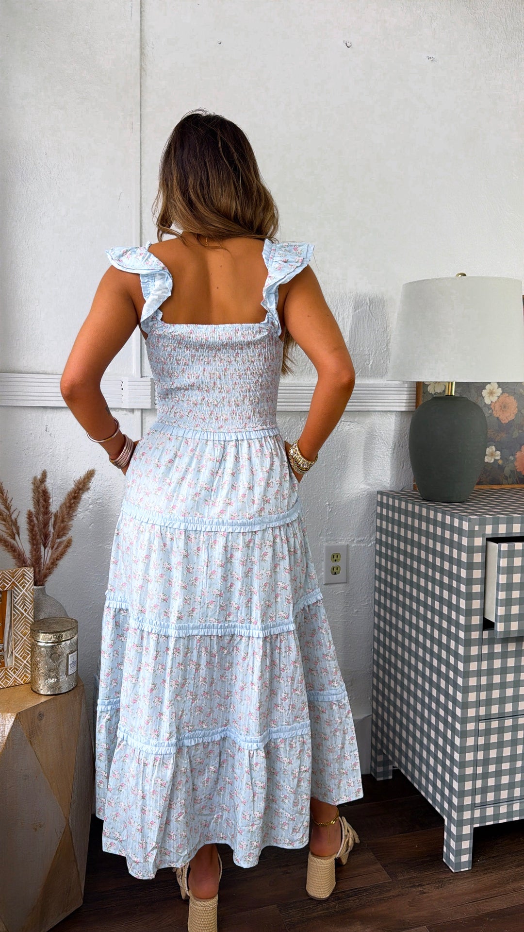 Buttercup Girl Floral Maxi Dress, Lt. Blue