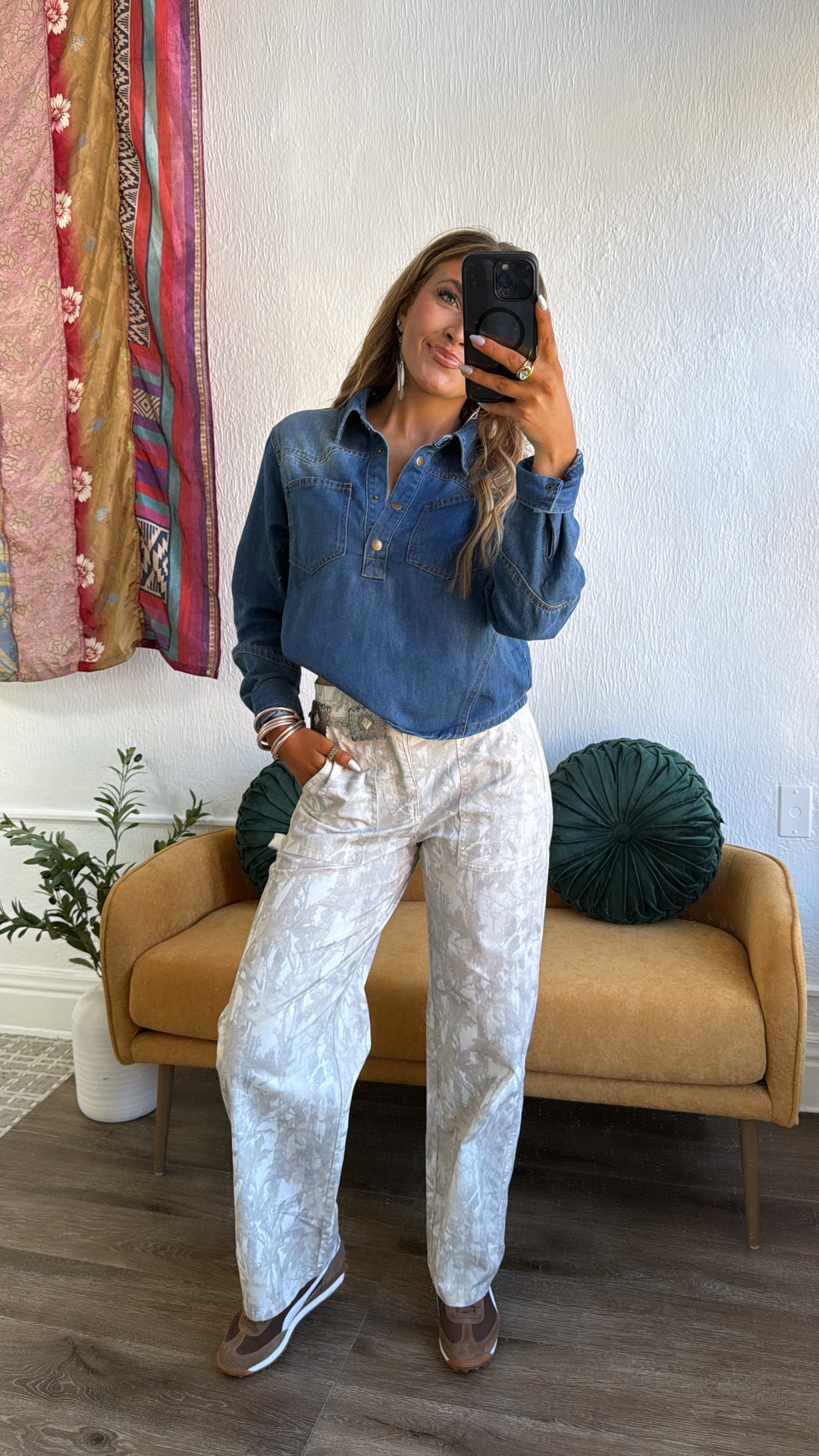 Cowgirl Blues Collard Top, Denim