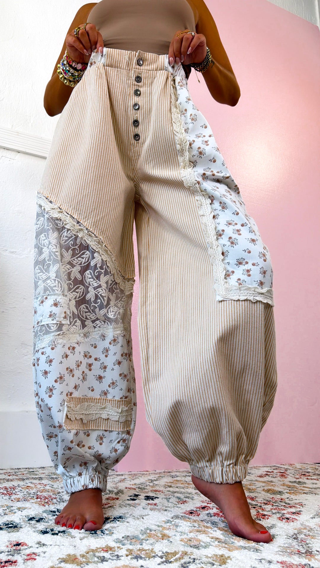 Hempstead Striped Joggers, Tan Stripe