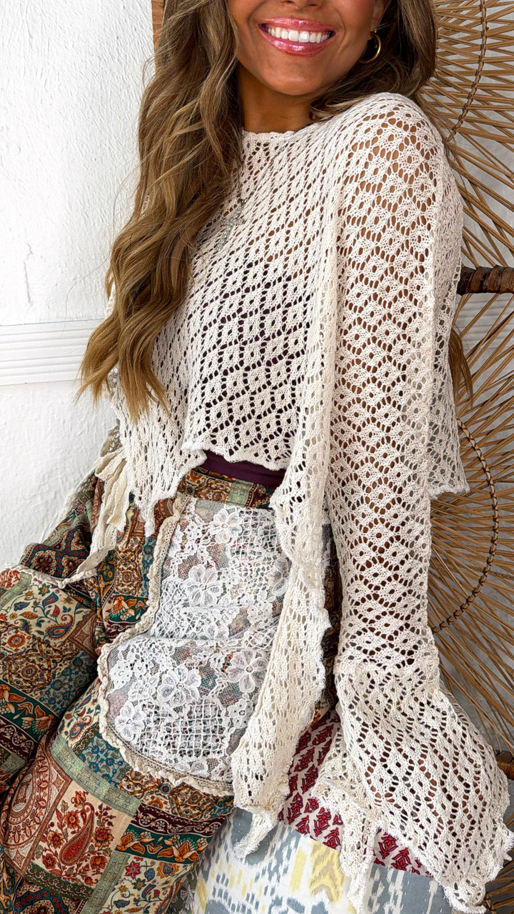ECB Exclusive: Free Spirit Crochet Top, Natural