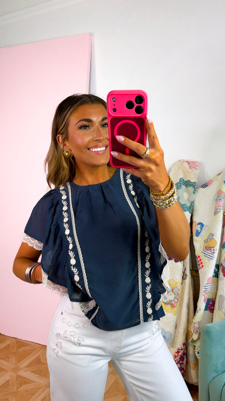 Bluebell Babe Blouse, Navy