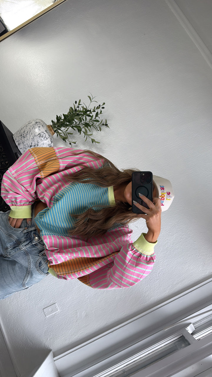 Stitch & Sail Mix Matched Top, Blue/ Pink