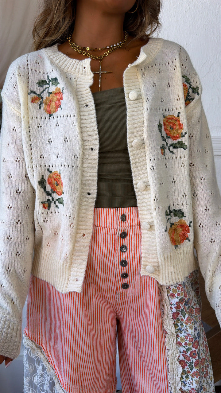 Flower Girl Cardigan, Ecru