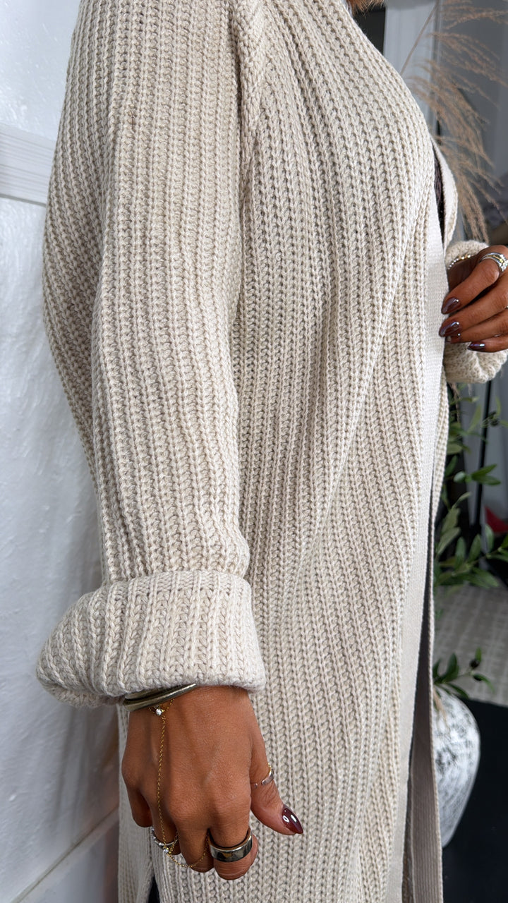 Toasted Burch Knit Cardigan, Beige