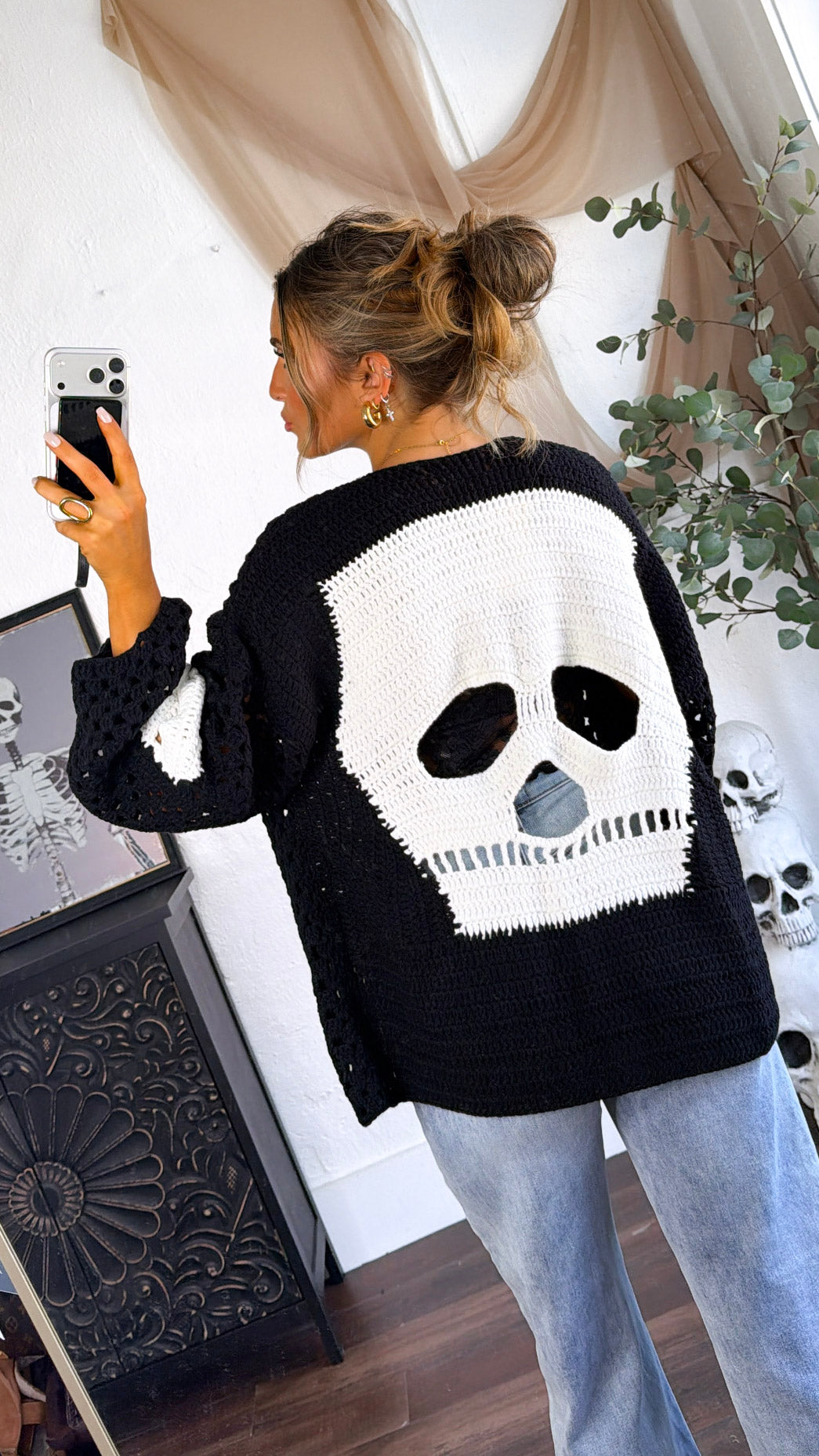 Dressed In Skulls Cardigan, Black