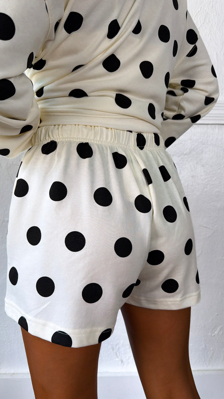 The Polka Edit Two Piece Set, Cream/Black