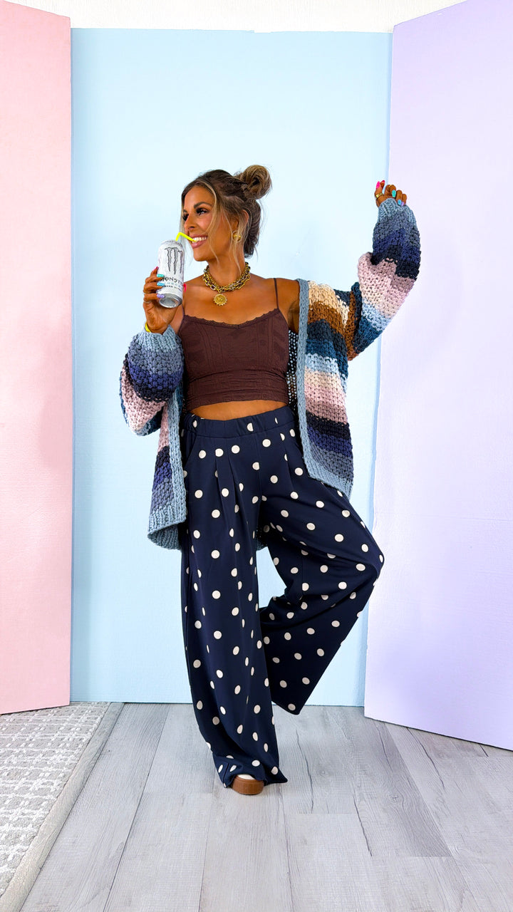 Sweet Spot Polka Dot Sweatpants, Navy/ Cream