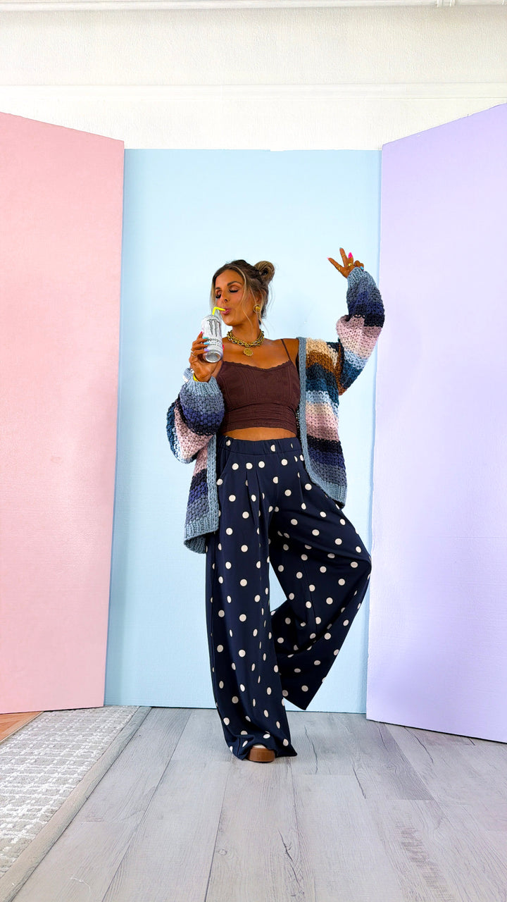 Sweet Spot Polka Dot Sweatpants, Navy/ Cream