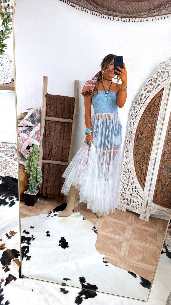 Sky & Sand Strapless Maxi Dress