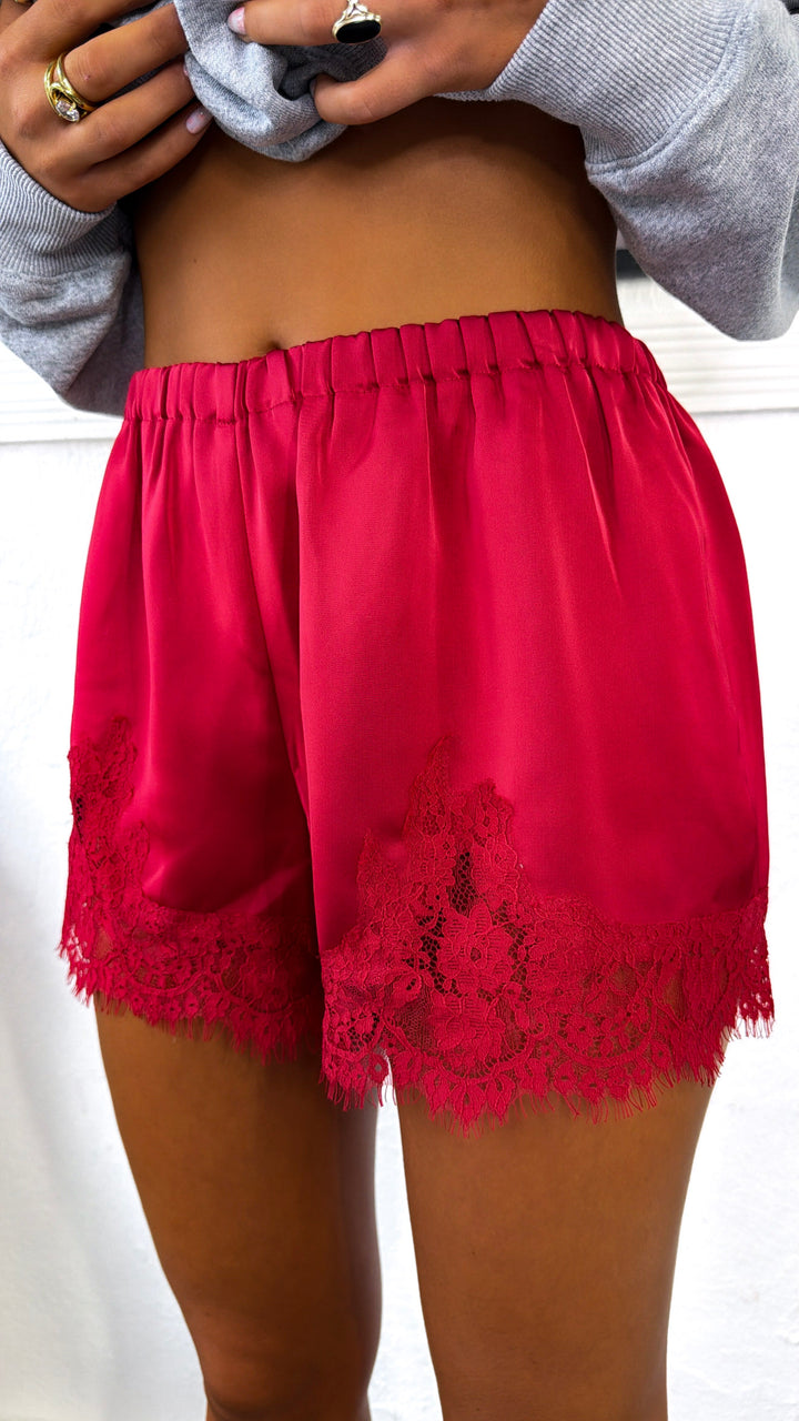 Lace Dreams Shorts, Maroon