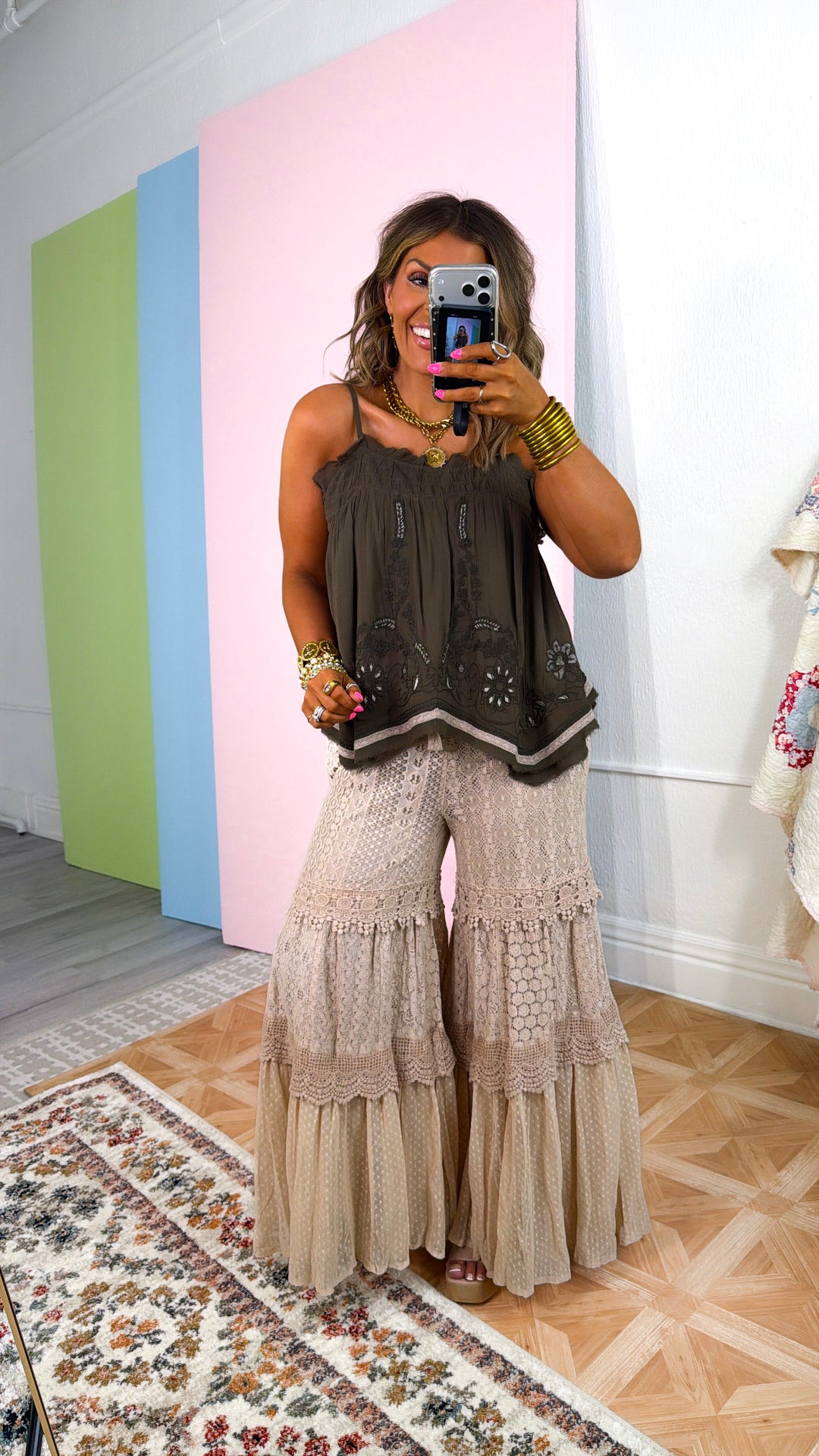 Maren Square Neck Tank, Military Green