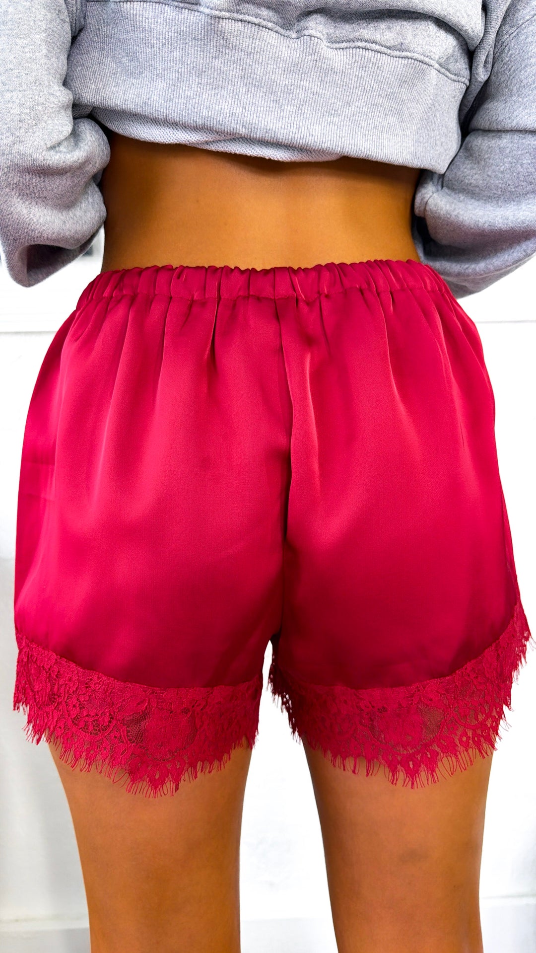 Lace Dreams Shorts, Maroon