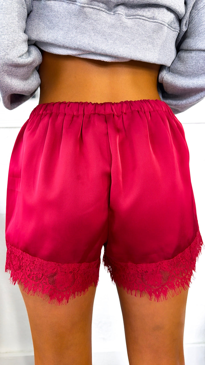 Lace Dreams Shorts, Maroon