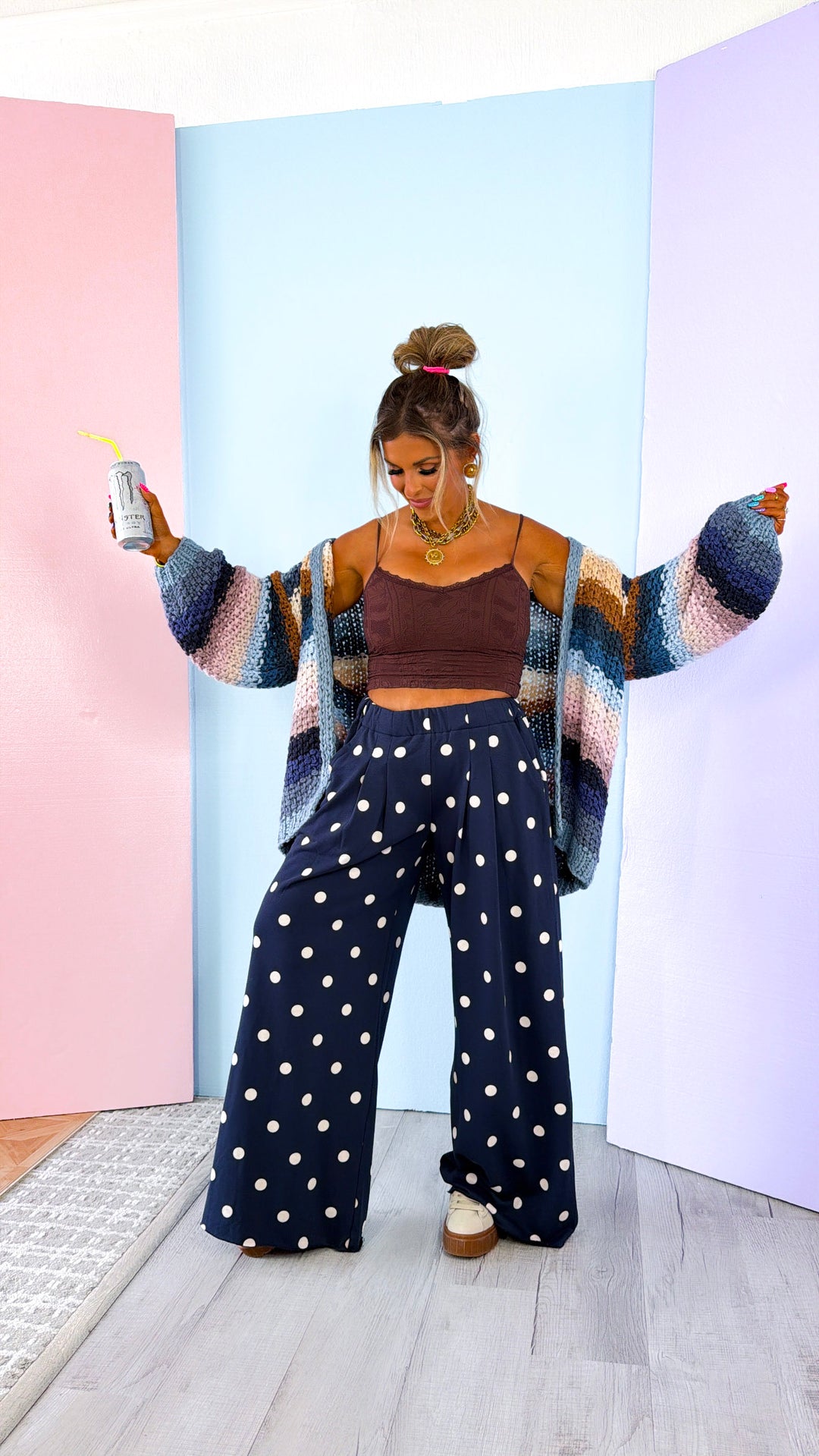 Sweet Spot Polka Dot Sweatpants, Navy/ Cream