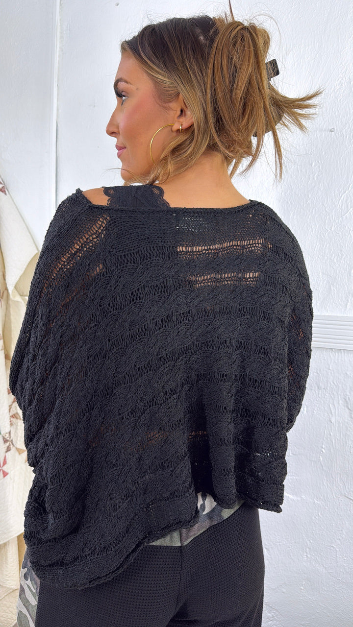 Seaside Knit Sweater, Black