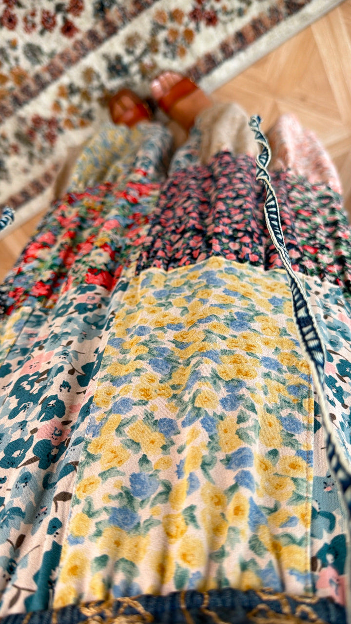 Patched Western Midi Dress, Latte