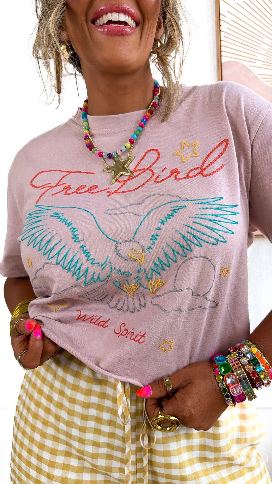 Cropped Free Bird Tee, Rose