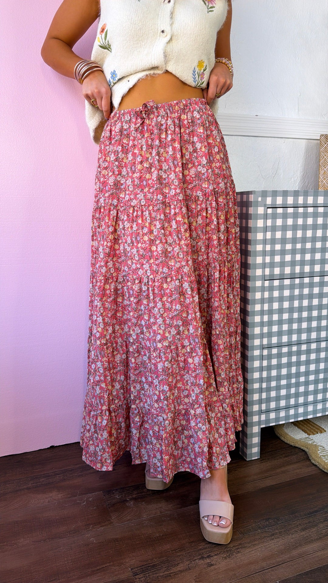 Sweet Pea Floral Skirt, Berry Combo