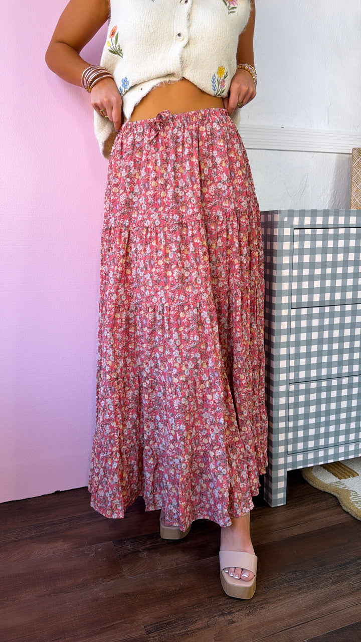 Sweet Pea Floral Skirt, Berry Combo