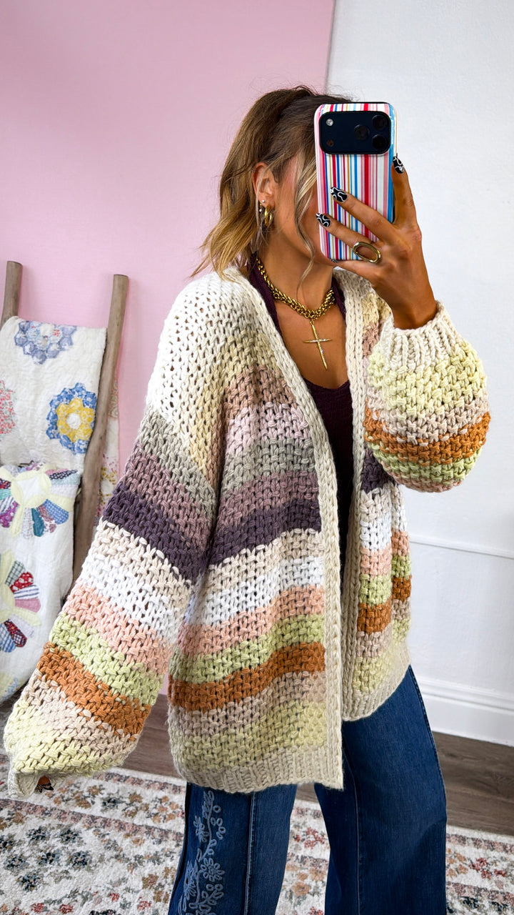 Hand Crochet Oversized Cardigan, Ecru