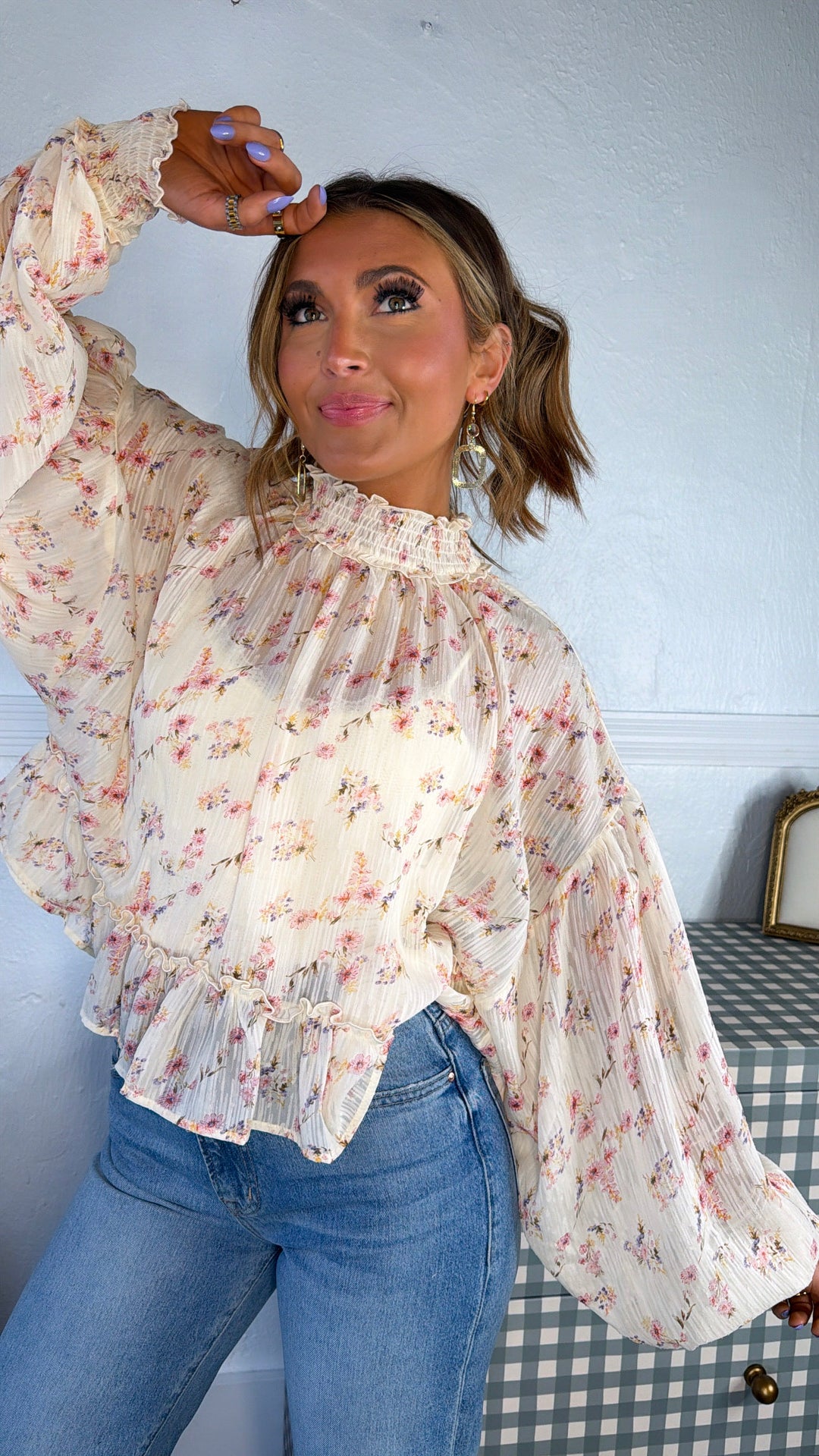 Honeybell Blouse, Cream/Multi