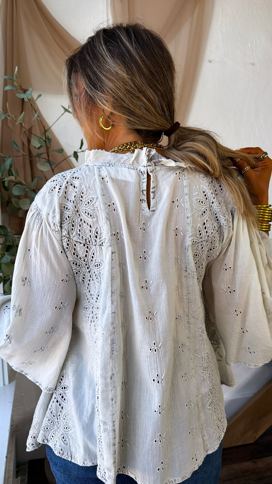Orchid Lane Blouse, Pale Grey