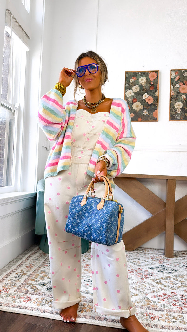 Classic Polka Dot Barrel Overall, Cream/ Lt. Pink