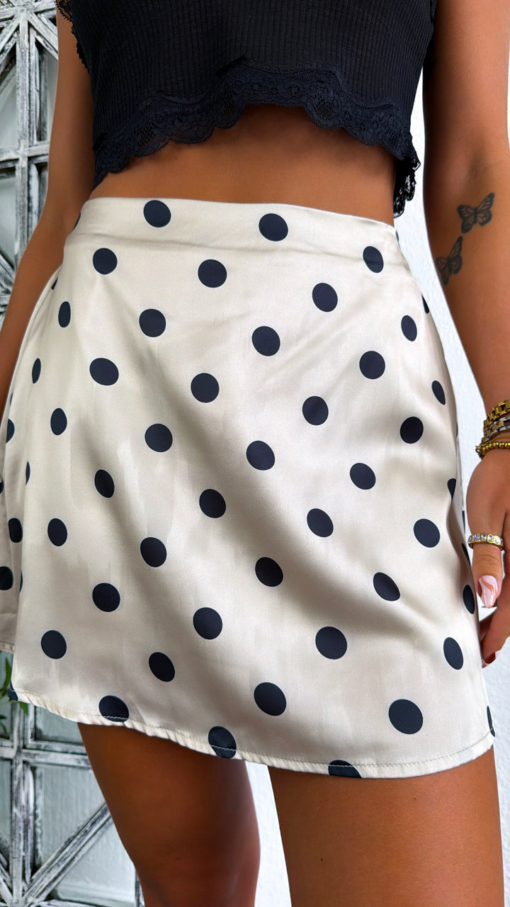 Rosewood Polka Dot Skirt, Champagne/Black