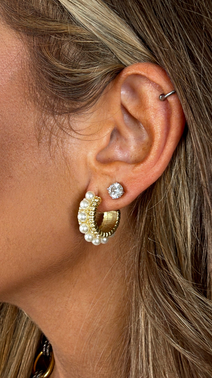 Treasure Jewels: Double Pearly Hoop Gold