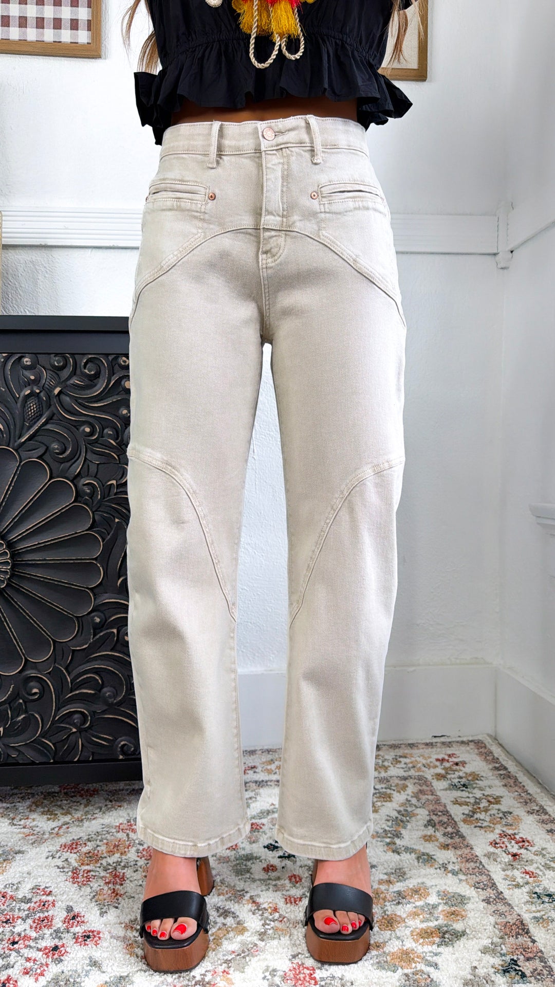 Dustin Barrel Jeans, Lt. Beige