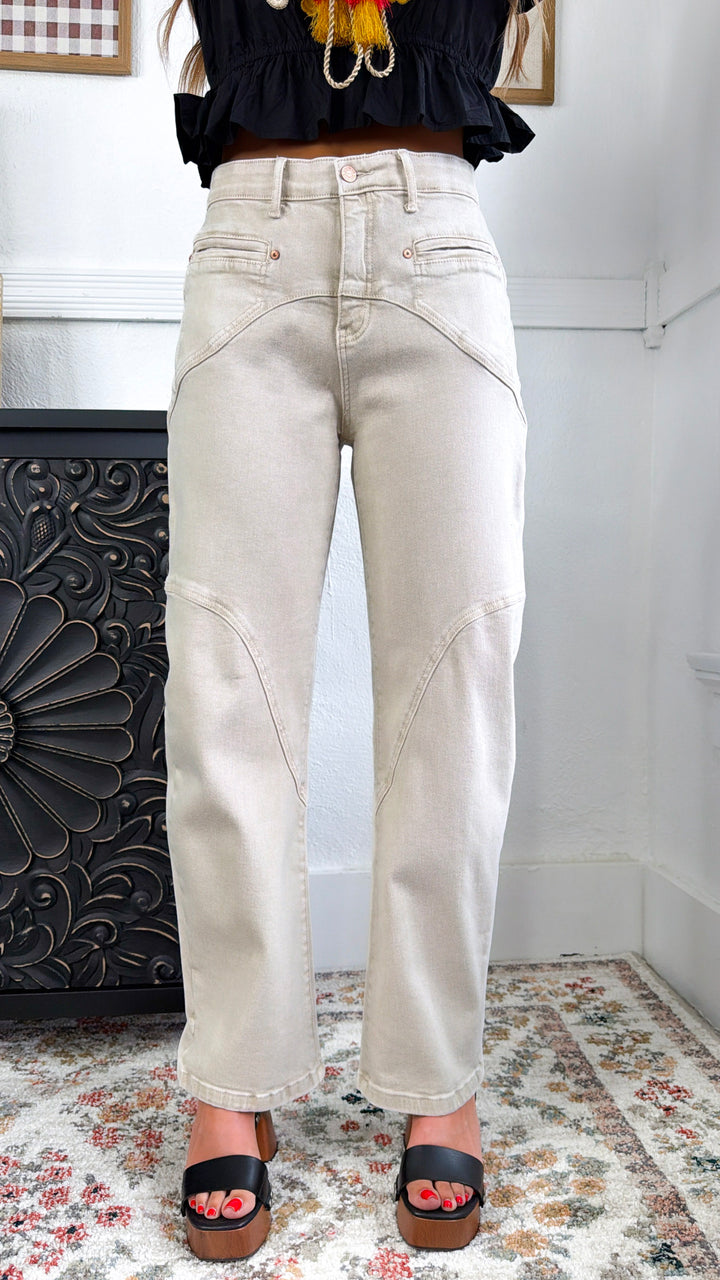 Dustin Barrel Jeans, Lt. Beige