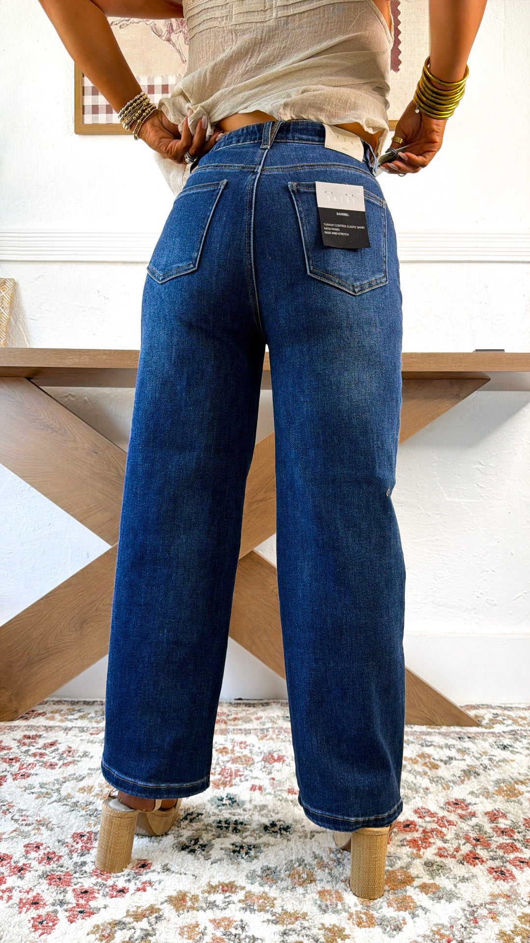 Rome Curve Barrel Jean, Dark Wash
