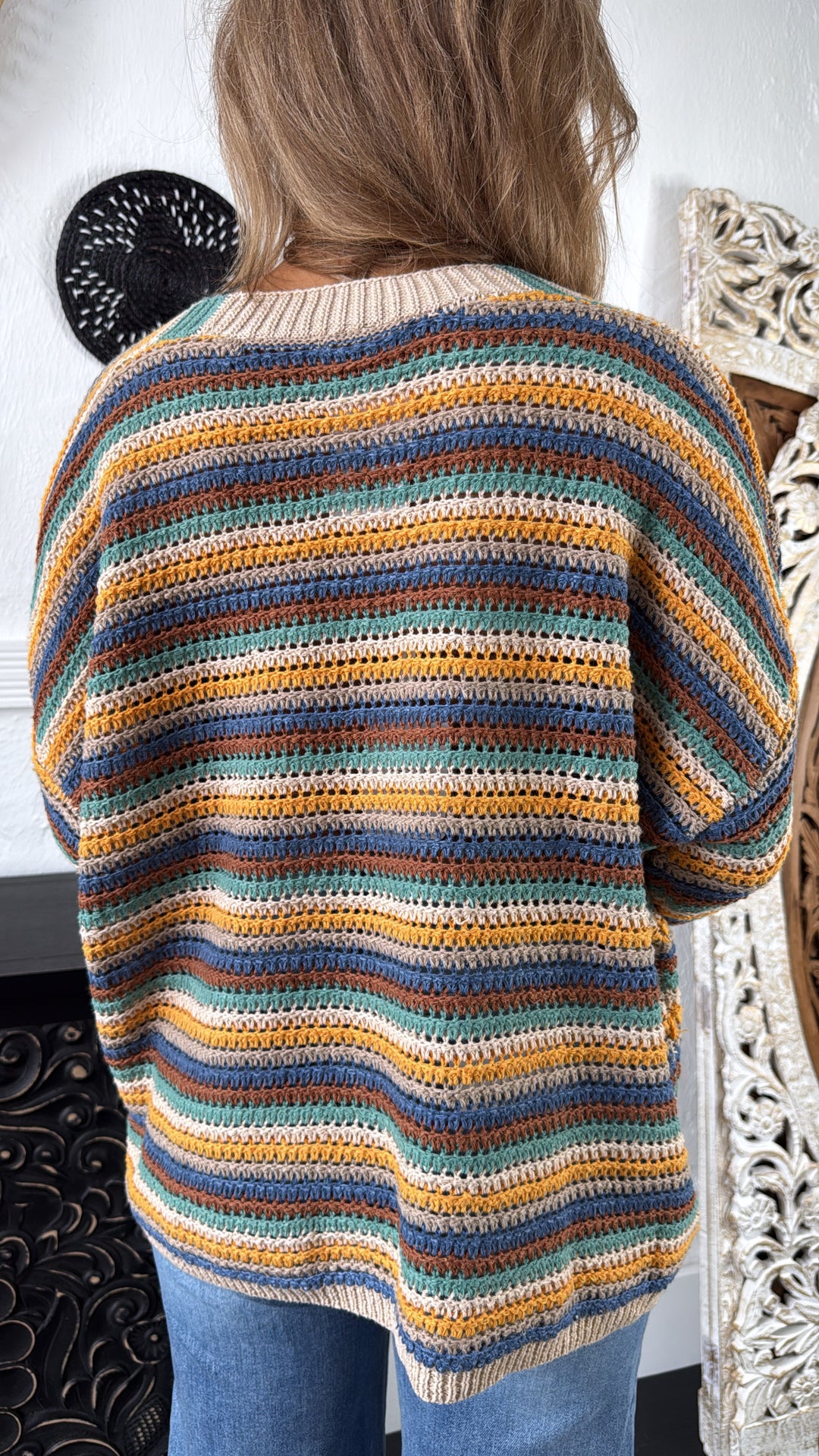 Homeroom Teacher Knit Cardigan, Yellow/ Multi