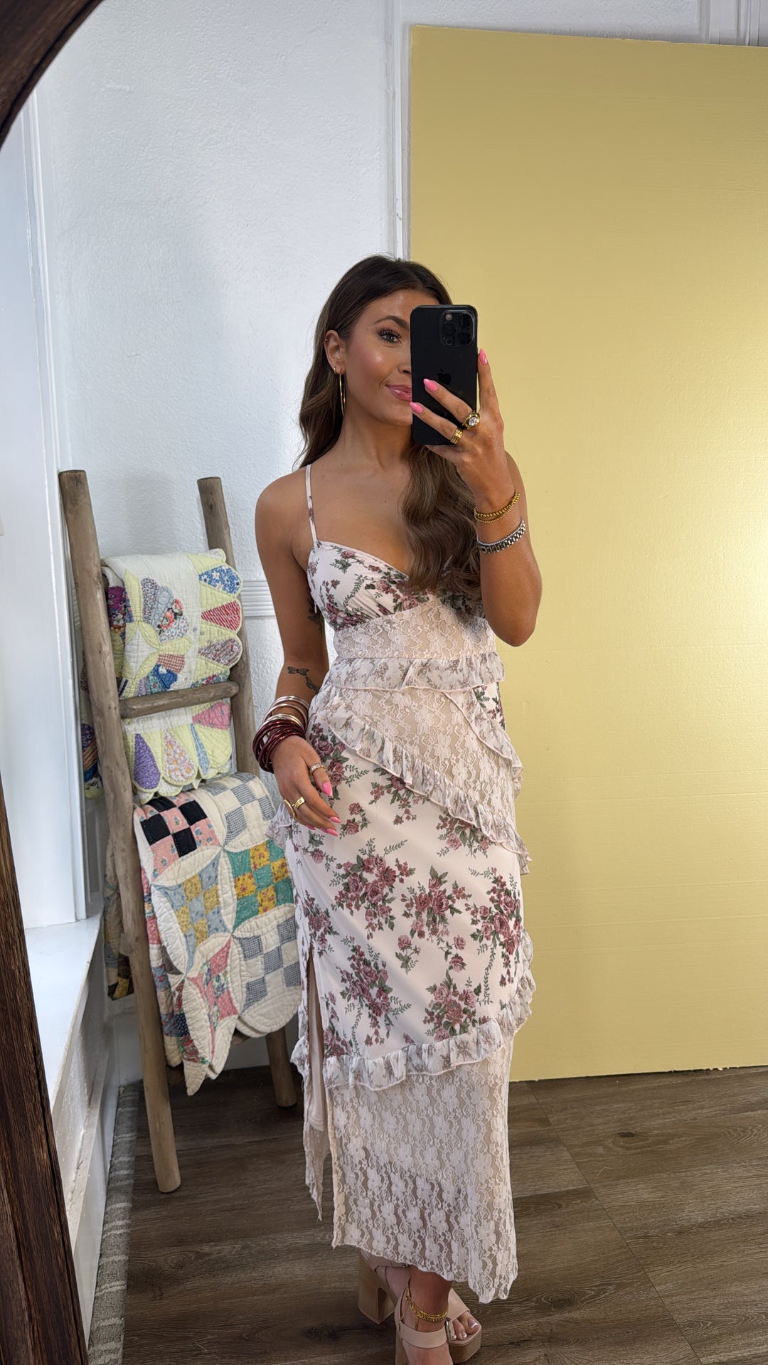 Petal Drift Dress, Blush Multi