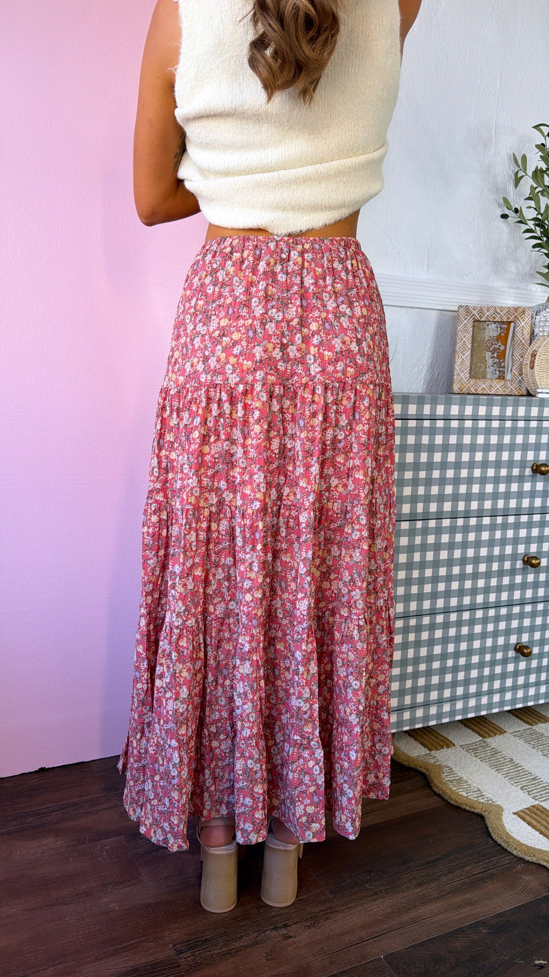 Sweet Pea Floral Skirt, Berry Combo