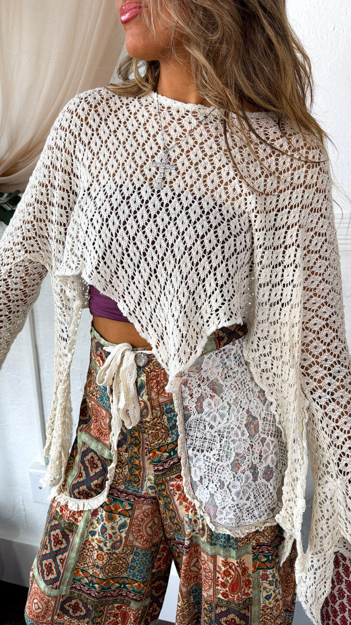 ECB Exclusive: Free Spirit Crochet Top, Natural