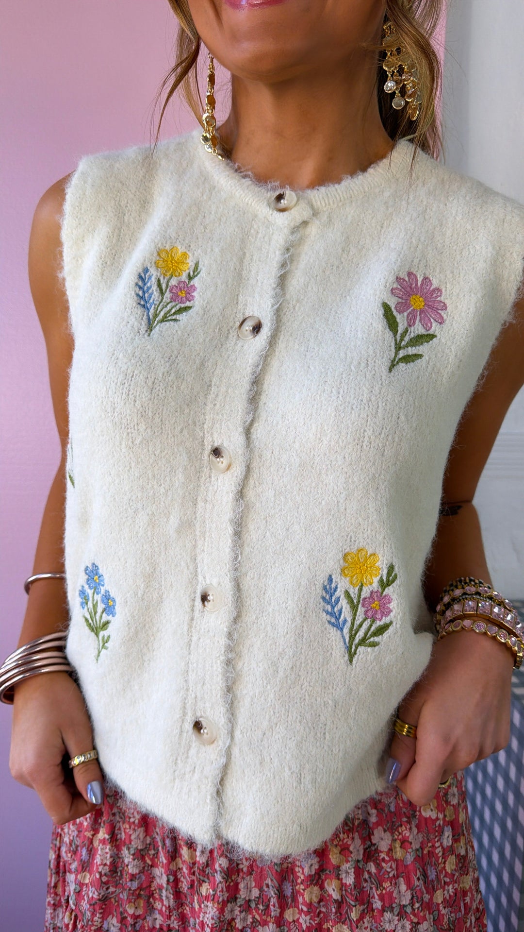 Sunshine Field Sweater Tank, Cream